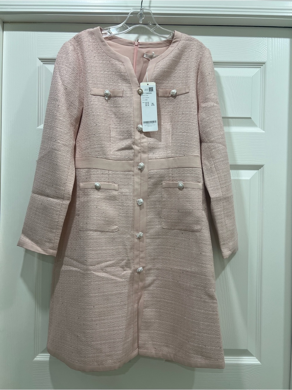 Pale Pink Tweed Dress